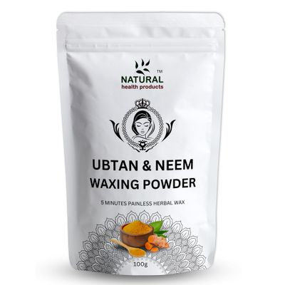 NATURAL health products Ubtan & Neem Waxing Powder | 100% Herbal Turmeric Hair Removal for Smooth & Silky Skin | Natural, Painless & Chemical-Free Waxing Formula for Women & Men | 100g