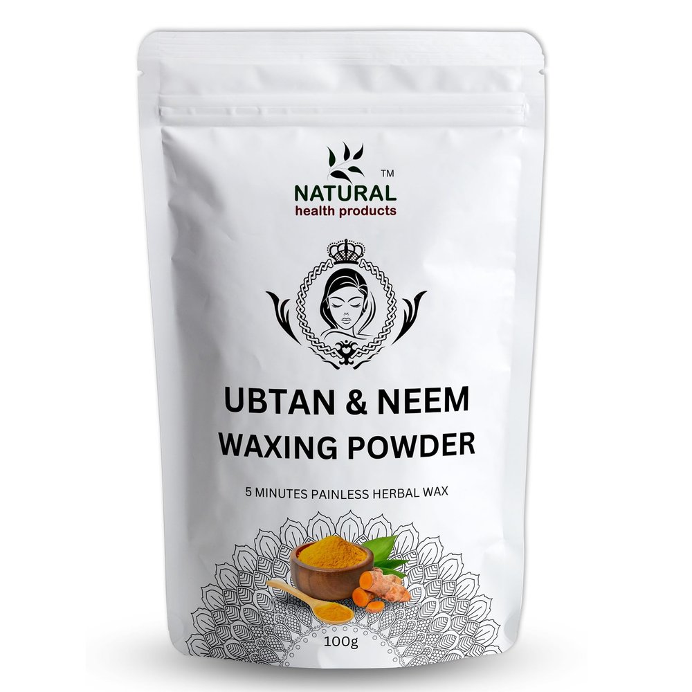 NATURAL health products Ubtan & Neem Waxing Powder | 100% Herbal Turmeric Hair Removal for Smooth & Silky Skin | Natural, Painless & Chemical-Free Waxing Formula for Women & Men | 100g