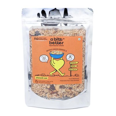 a bite better Amaranth Nuts Granola | Wholesome & Crunchy | Gluten-Free Maida-Free Protein-Rich Super Snack | No Refined Sugar | Breakfast & Snacking 250gm Pack of 2