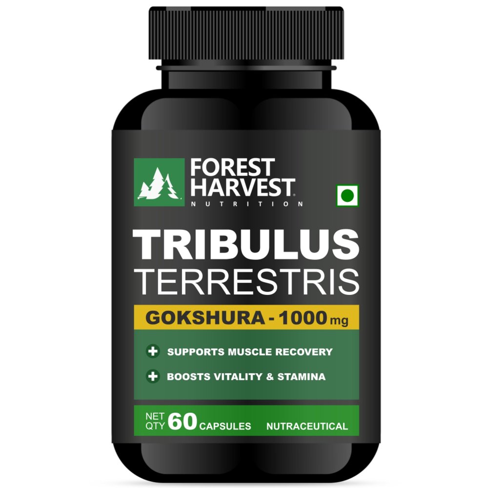 Forest Harvest Tribulus Terrestris Extract-10:1 Ratio |1000mg Per Serving | Ultra-Potent Gokshura | 60 Veg Capsules