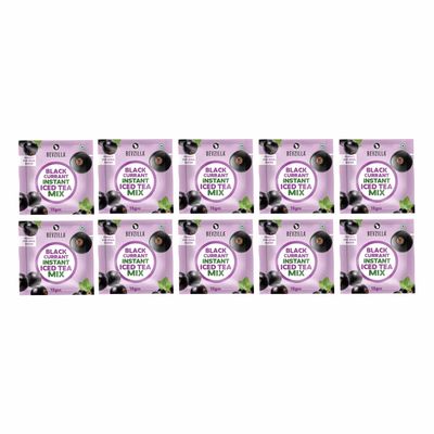 Bevzilla Blackcurrant Instant Iced Tea Pack of 10 (15gm) Sachet | Bold & Fruity Flavor | Refreshing Summer Drink | Instant Mix & Travel-Friendly
