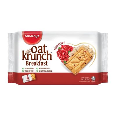 Munchy's Oat Krunch Breakfast Biscuit Cranberry 6 Packs, 6.77 oz 192 g