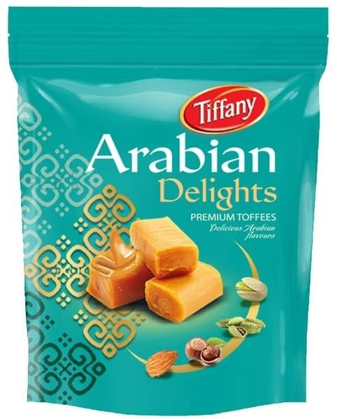 Tiffanys Arabian Delights Premium Toffees, Caramel Flavoured Toffee with Nuts, 600 gram (From UAE)
