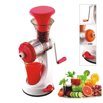 ANSA Manual Fruit & Vegetable Juicer with Steel Handle Hand Press Cold Press Juicer with Vacuum Lock, Plastic & Stainless Steel Body Ideal for Home, Kitchen & Juice Bar (Pink)