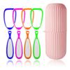 Fealtin Pack of 4 Tongue Cleaner with capsule holder for Travel, portable capsule shaped tooth brush, tooth paste storage plastic case, flexible design for health, brush scrapper Oral care tool view 1