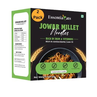 Essentiaeats Jowar Millet Noodles With Tastemaker | No Maida, Not Fried, No Preservatives, No MSG | 400g (Pack of 2)