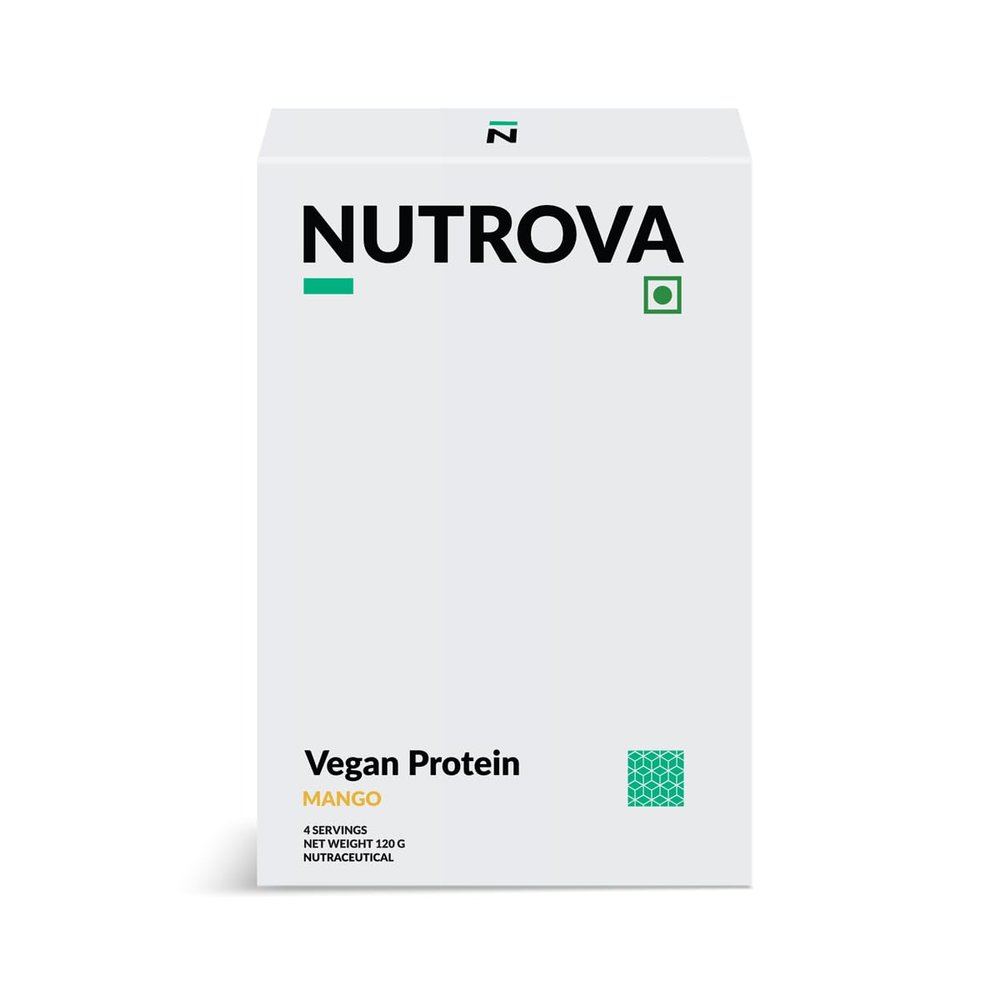 Nutrova Vegan Protein Mango 120g | Plant Based Pea Protein Isolate for Daily Use | 24g Protein per Scoop | No Added Sugar | Supports Muscle Recovery, Energy & Easy Digestion