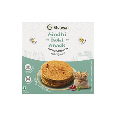 Gunvan Bhakri Bites Crispy & Roasted Snack | Traditional Indian Flavors | Healthy & Guilt-Free | 180g (Pack of 1, Sindhi Koki Bhakri)