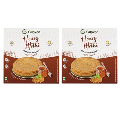 Gunvan Khakra Light, Crispy & Spiced Snack | Perfect for Tea-Time & Anytime Munching | 200g (Pack of 2, Honey Methi Khakhra)