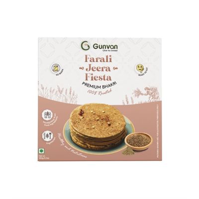 Gunvan Bhakri Bites Crispy & Roasted Snack | Traditional Indian Flavors | Healthy & Guilt-Free | 180g (Pack of 1, Farali Jeera Fiesta Bhakri)