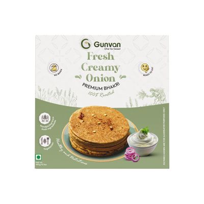 Gunvan Bhakri Bites Crispy & Roasted Snack | Traditional Indian Flavors | Healthy & Guilt-Free | 180g (Pack of 1, Fresh Creamy Onion Bhakri)