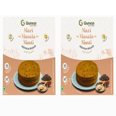 Gunvan Spicy Mari Masala Bhakri Crispy, Peppery & Roasted Snack | Perfect for Chai & Munching | (Each 180 gm Pack of 2)