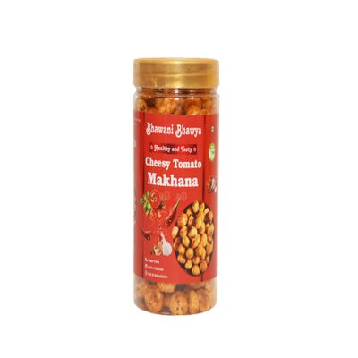 BHAWANI BHAWYA Roasted Makhana, Cheesy Tomato Flavor | Delicious Meets Nutritious | Gluten-Free| Superfood | Nutrient Rich| Trans-Fat Free | chatpata & Crunchy Munchies | Pack of 1 (80gm)