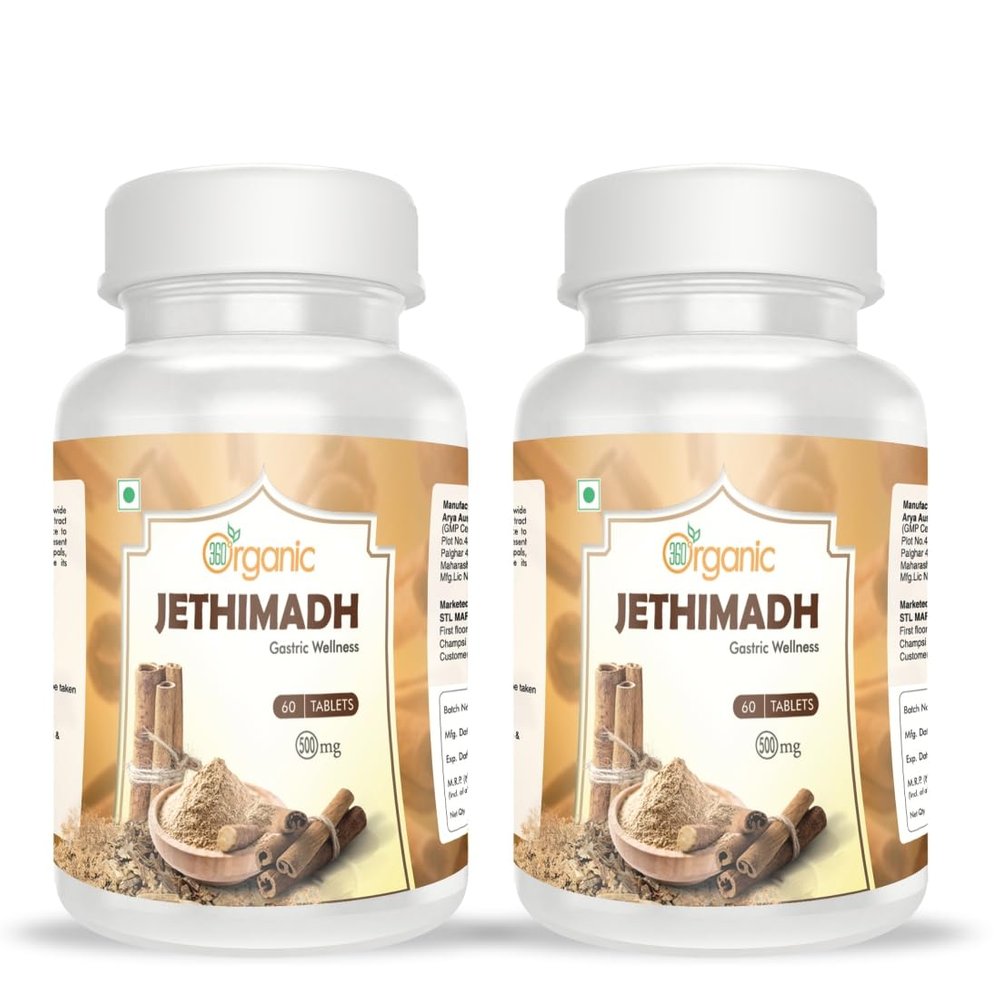 360 DEGREEORGANIC Jethimadh (Glycyrrhiza glabra) Tablets Immunity & Respiratory Support500mg Combo pack of 2