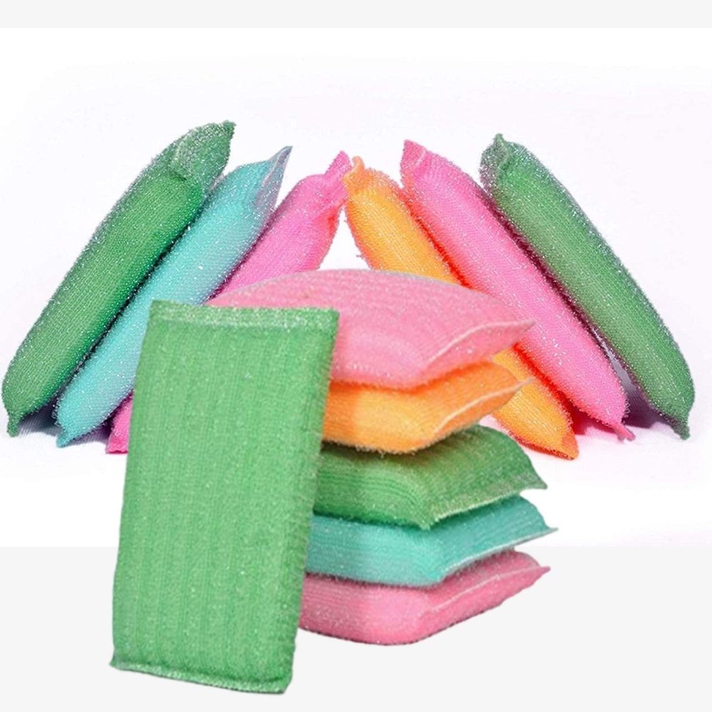 ARPANA BRIGHT Multipurpose Non Scratch Sponge Scrubbers for Kitchen, Pack of 12 Cleaning Pads for Utensils