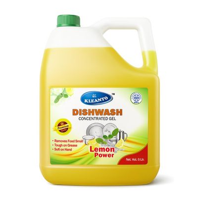 Dishwash Gel - 5 Liter Refill Can, Lemon | Dishwash Liquid | Cuts Through Grease | Safe On Hands | Grease Cleaner For All Types of Utensils (Pack of 1) | Brand - Kleanto