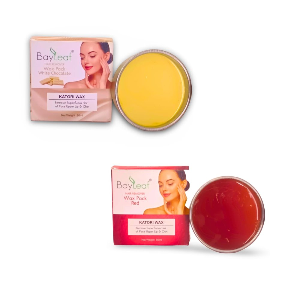 Bayleaf White Chocolate Katori Wax Pack for Face Hair Removal, 80g for Face, Chin, Cheeks, Upperlip, Eyebrow, Forehead