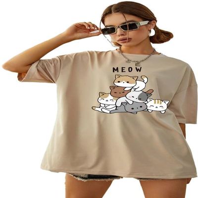 ABSOLUTE DEFENSE Oversize Tshirt Baggy for Women Girl Cotton Latest Casual Blue Maroon Stylish Beige Black Lavender Pink Brown Peach White 299 399 Under