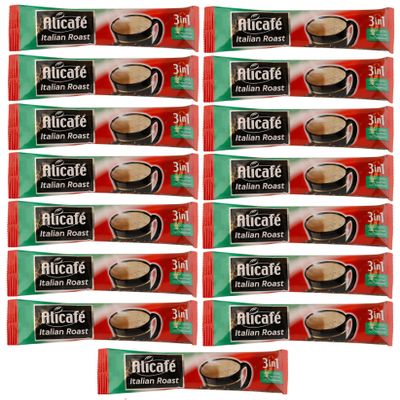 Alicafe Italian Roast 3 in 1 Instant Coffee | Smooth With Microground Coffee | Instant Coffee Sachets | (15 x 16.5g)