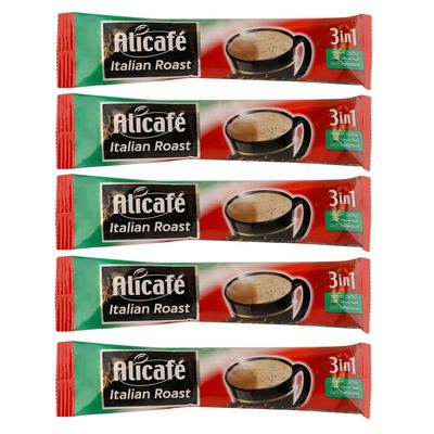 Alicafe Italian Roast 3 in 1 Instant Coffee | Smooth With Microground Coffee | Instant Coffee Sachets | (5 x 16.5g)
