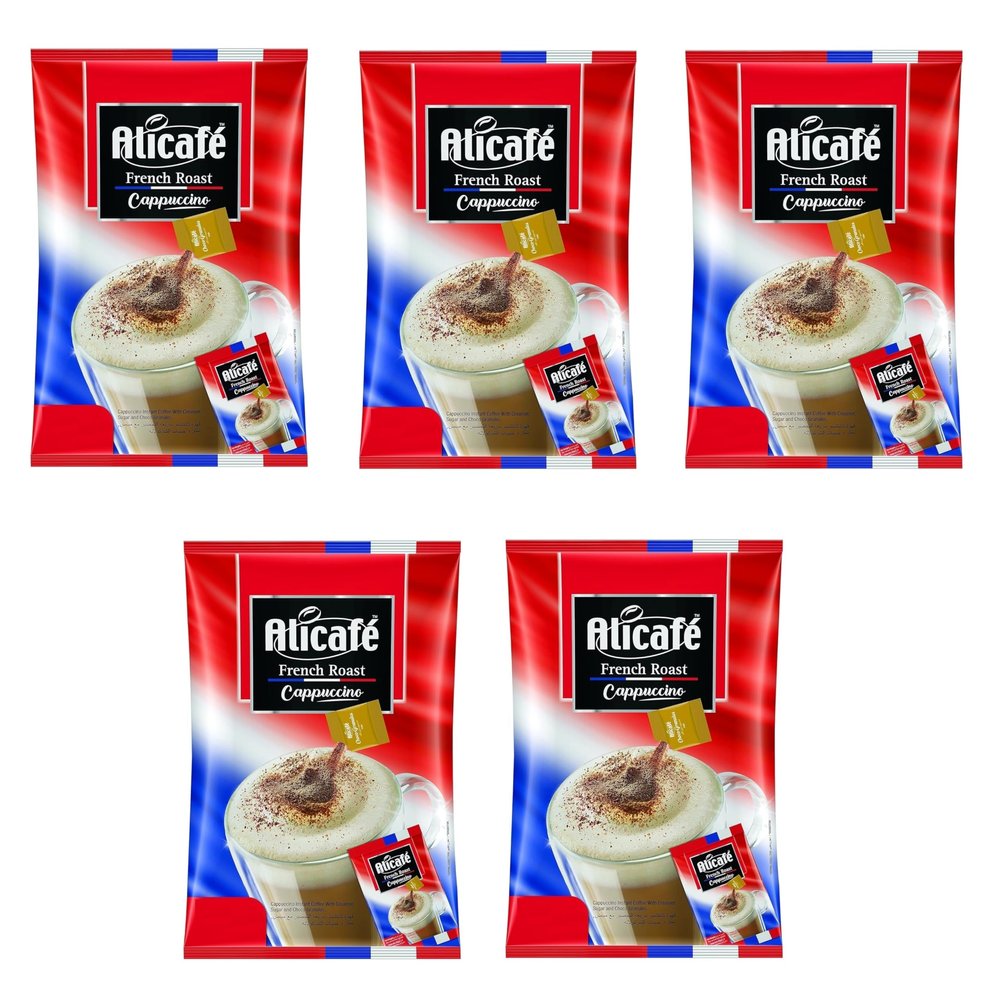 Alicafe French Roast Cappuccino Sachets with Creamer and Choco Granules (5x25g) | 3 in 1 instant Coffee | Imported Cappuccino