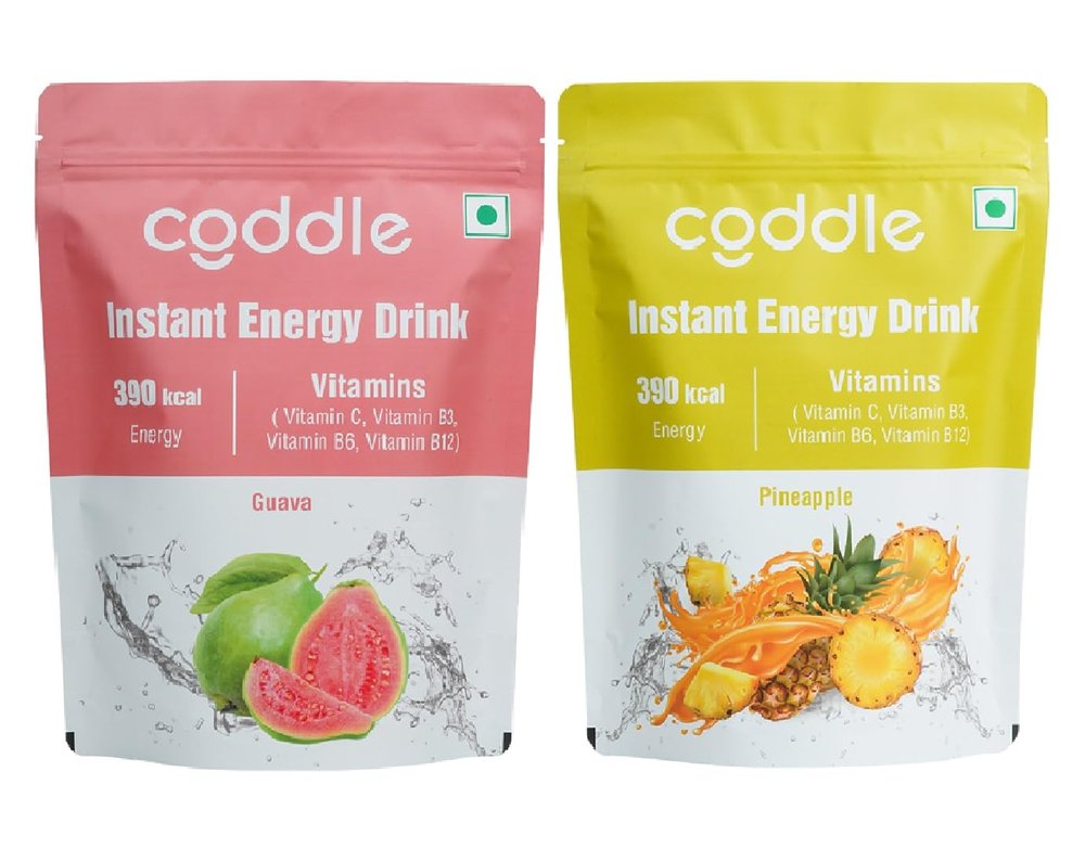 Coddle Instant Energy Drink | Guava & Pineapple Combo | 390 kcal Energy | Enriched with Vitamins (C, B3, B6, B12) | Refreshing & Hydrating | 2 Flavors Each Pack 900gm | 100% Vegetarian | Big Black Friday Sale