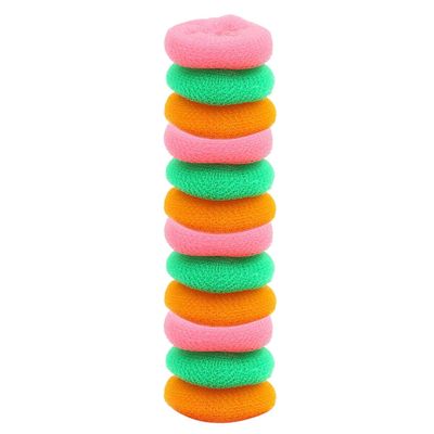 GUDSTICK Round Nylon Dish Scrubber Scouring Pads for Kitchen Cleaning Plastic Dish Scrubbers for Dishes, Pots, & Tiles Heavy Duty Multi-Purpose Cleaning Pads Pack of 12 (Multicolor)