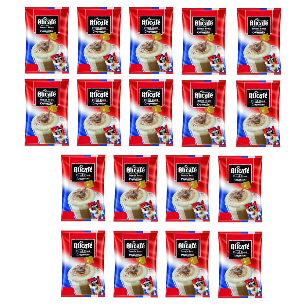 Alicafe French Roast Cappuccino Sachets with Creamer and Choco Granules (18x25g) | 3 in 1 instant Coffee | Imported Cappuccino