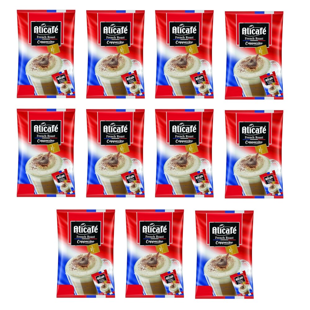 Alicafe French Roast Cappuccino Sachets with Creamer and Choco Granules (11x25g) | 3 in 1 instant Coffee | Imported Cappuccino