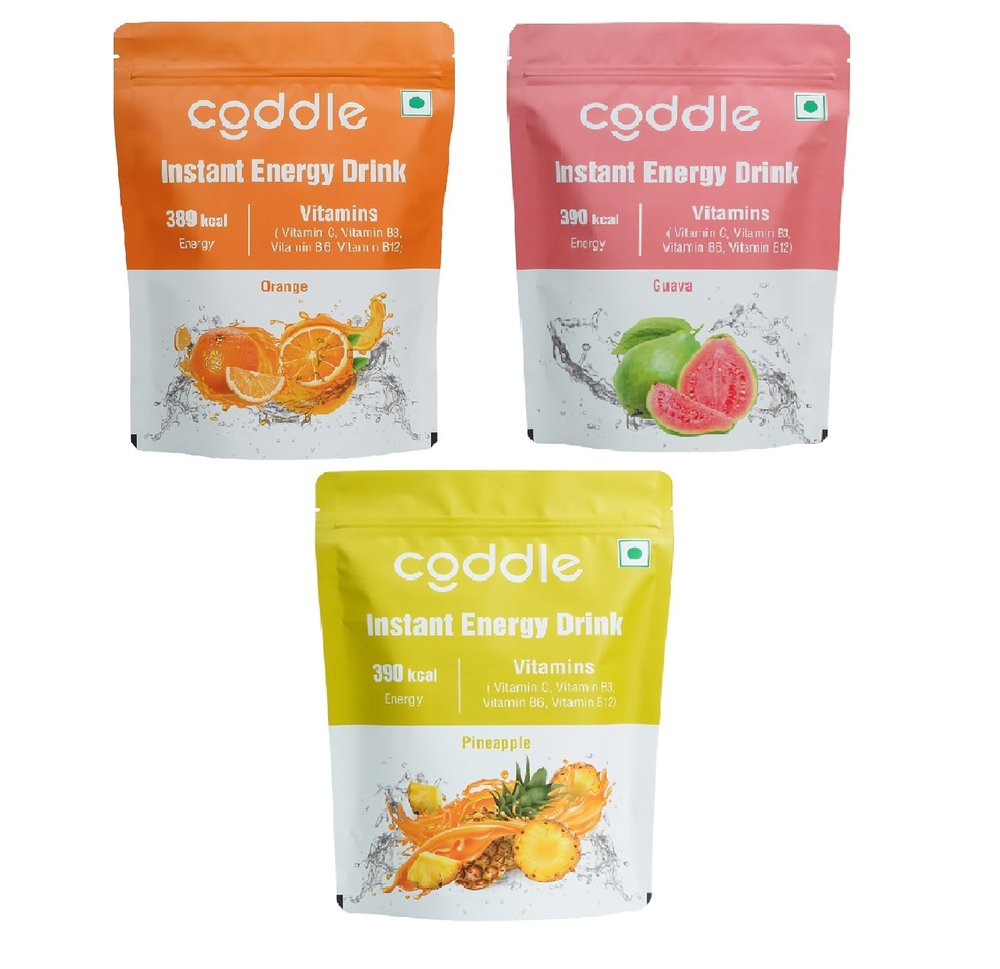 coddle Instant Energy Drink Combo  Orange, Guava & Pineapple | 390 Kcal Energy | Rich in Vitamin C, B3, B5, B6, B12 | Refreshing & Nutritious Beverage (Pack of 3, 900gm Each)