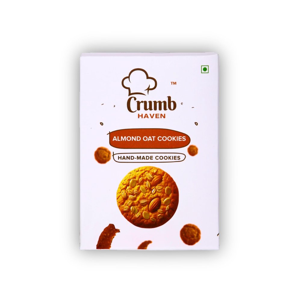 Crumb Haven Almond Oat Cookies | Multi Flavours Pack | No Maida, No Palm Oil, No Preservatives| Made with Pure Desi Ghee | Healthy Snack (175gm, Almond)