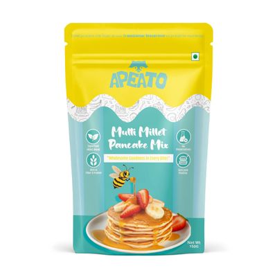 Apeato Instant Breakfast Millet Pancake Mix | Gluten-Free, High-Fiber & Protein-Rich | Superfood Blend Preservative Free, Quick & Easy to Prepare, Nutritious Breakfast - 150gm