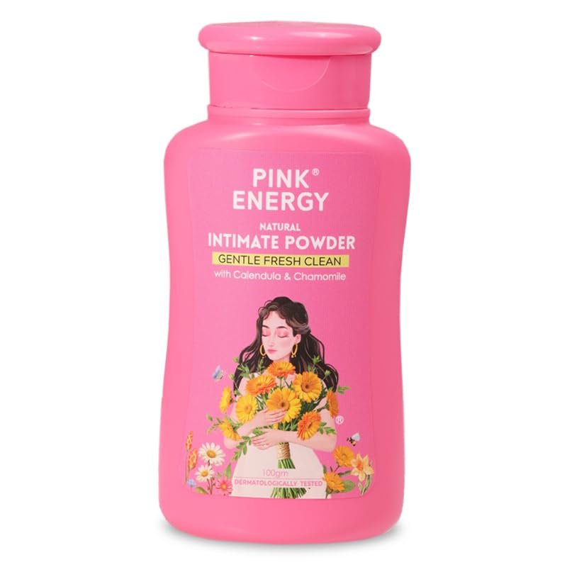 Pink Energy Talc-Free Powder | Anti-Chafing, Odour-Control | pH-Safe | Calendula | 100g