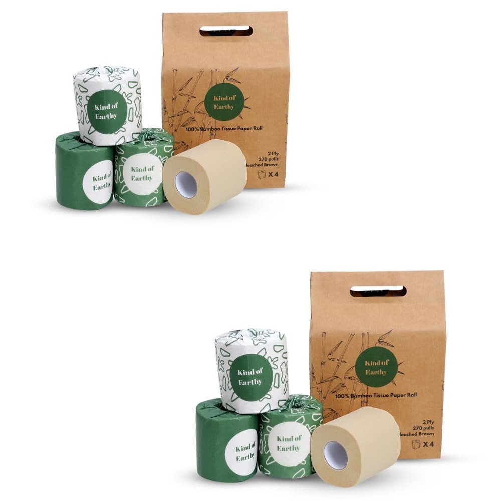 Kind of Earthy Bamboo Tissue Paper Rolls, Toilet Rolls, Biodegradable, Chemical-Free, Long, Soft and Strong, 2 Ply, 270 Pulls. Tree Free Bathroom Tissue Made with Bamboo Pulp (8)
