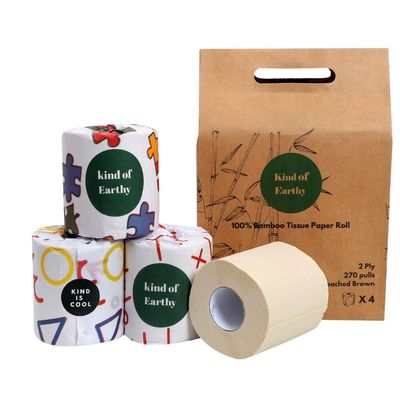 Kind of Earthy Bamboo Toilet Paper, 2-Ply, 270 Pulls, Kids Fun Colourful Design, Toilet Rolls, Biodegradable, Chemical-Free, Long, Soft and Strong. Tree Free Bathroom Tissue Made with Bamboo Pulp (4)