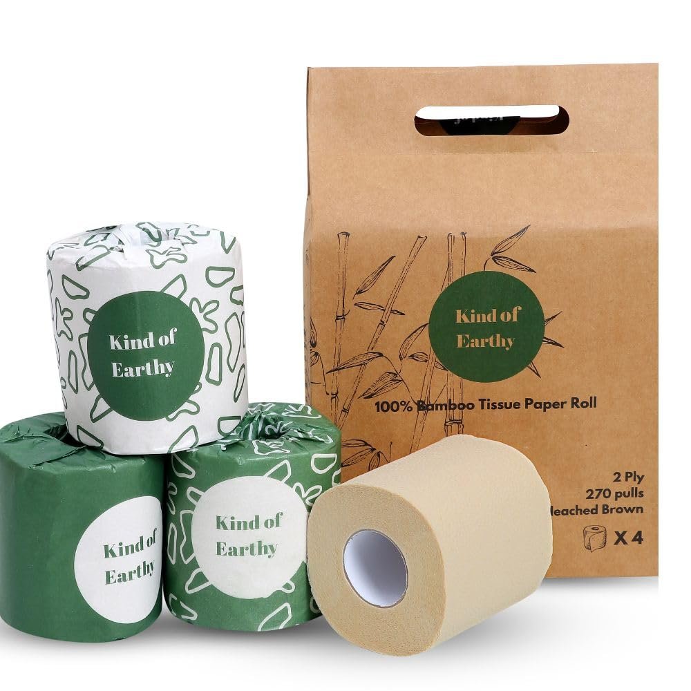Kind of Earthy Bamboo Tissue Paper Rolls, Toilet Rolls, Biodegradable, Chemical-Free, Long, Soft and Strong, 2 Ply, 270 Pulls. Tree Free Bathroom Tissue Made with Bamboo Pulp (4)