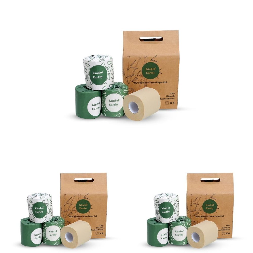 Kind of Earthy Bamboo Tissue Paper Rolls, Toilet Rolls, Biodegradable, Chemical-Free, Long, Soft and Strong, 2 Ply, 270 Pulls. Tree Free Bathroom Tissue Made with Bamboo Pulp (12)