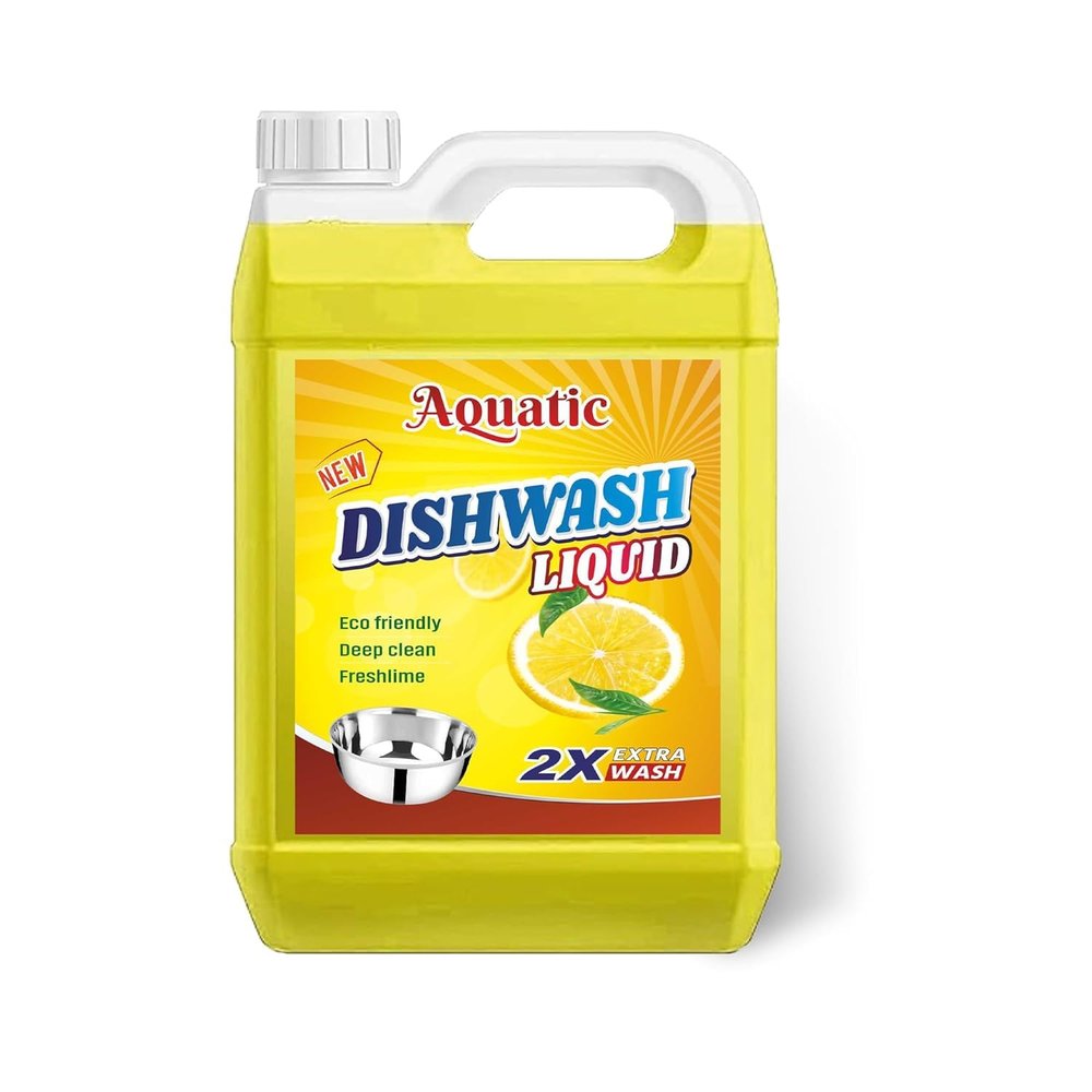 Aquatic Lemon Dishwashing Gel 5L All-Purpose Dish Cleaner, Tough on Grease, Gentle on Utensils, for Sparkling Clean Dishes