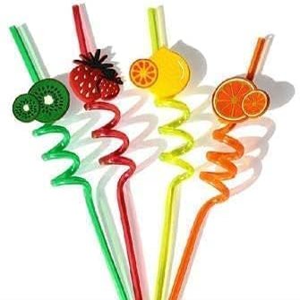 AARSH4 PCS Curly Reusable Straws Smoothie Drinking Straws Kids/Birthday Party Decorations for Kids Girls (Pack of 1) (4)