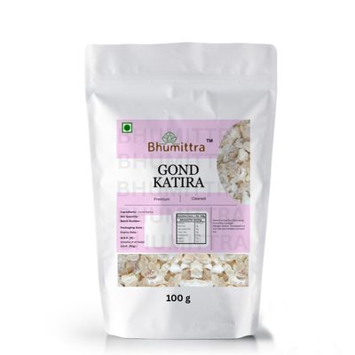 Bhumittra Premium Gond Katira - 100 Gram (Tragacanth Gum) | 100% Pure and Natural Edible Gum | Body Cooling Properties | High Magnesium | Super food