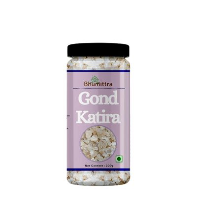 Bhumittra Gond Katira - 200 Gram PET Jar (Tragacanth Gum) | 100% Pure and Natural Edible Gum | Body Cooling Properties | High Magnesium | Super food