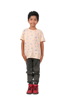 BUMEXX Boy Regular Fit Cotton Printed Tshirt Cream