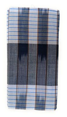 A Chand Men's Pure Cotton Handloom Unstitched Lungi 2.10 Meter Handmade with Original Pin Hole (Dark Blue)