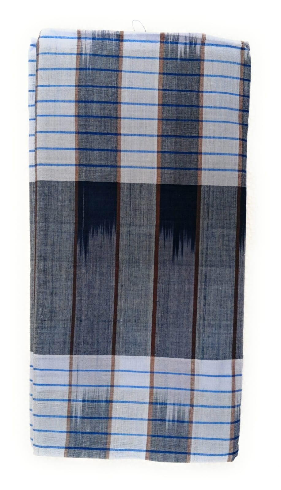 A Chand Men's Pure Cotton Handloom Unstitched Lungi 2.10 Meter Handmade with Original Pin Hole (Dark Blue)
