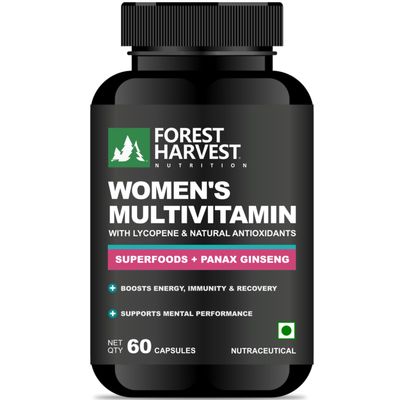Forest Harvest Nutrition Womens Multivitamin | With Superfoods, Panax Ginseng, Lycopene & Natural Antioxidants | 60 Veg Capsules | Energy, Immunity & Hormonal Balance | WHO-GMP, HACCP, ISO Certified