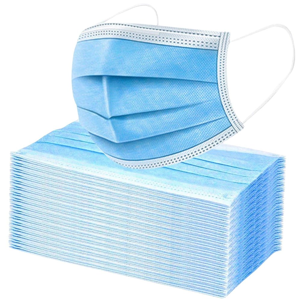 GIRIRAJ MART 3 Ply Disposable Blue Face Mask-Pack of 100 | Non-Woven Fabric | Anti-Pollution | Dust Barrier with Soft Ear Loops | Lightweight, Breathable Use and Throw Mask