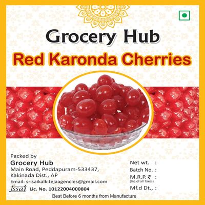 Grocery Hub Big Red Cherry Karonda, Glazed Candied Fruit (500gm)