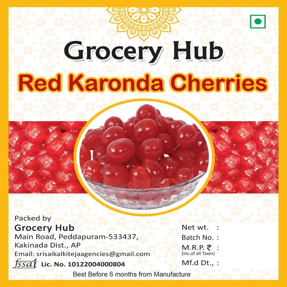 Grocery Hub Big Red Cherry Karonda, Glazed Candied Fruit (500gm)