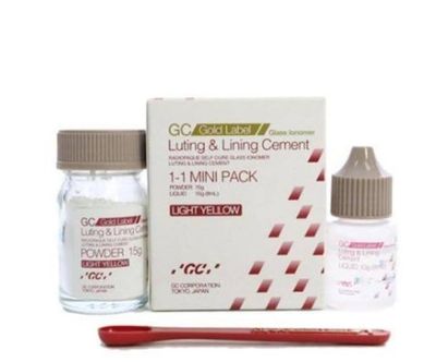 GC Gold Label Luting and Lining Cement, Light Yellow, 1-1 Mini Pack, Glass Ionomer