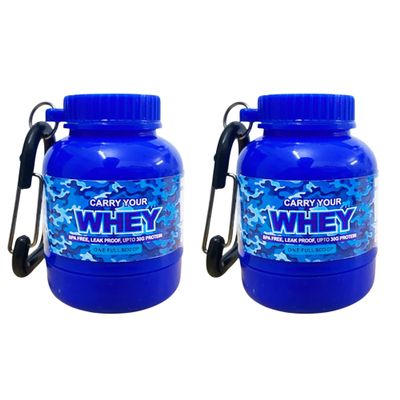 Amazing Whey loader Protein Carry Funnel Portable Protein Whey or Supplement Powder Combo Pack of 2 Carrying Whey Funnel and Container Box with Key-Chain Multicolor 30 ml, Plastic (Blue+Blue)
